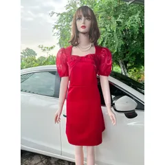 Đầm nơ ngực phối tơ Hàng có sẵn giao ngay 2XL Giá 290k, có đủ size tới 90kg , có Bigsize  Chất liệu tapta xịn phối tơ
