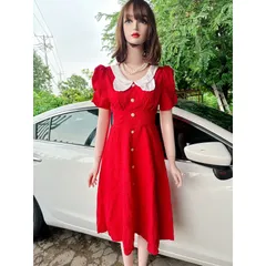 Đầm gấm xốp nổi hoa Hồng Hàng có sẵn giao ngay  Giá 290k Sau lưng vừa dây kéo vừa bo chun co giãn dễ mặc  Dưới 70kg mặc
