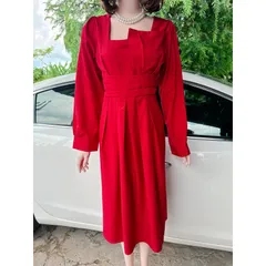 Đầm dự tiệc xòe tay phồng cách điệu  [HÀNG CÓ SẴN] Giá 290k Có đủ size tới 90kg Chất liệu cát hàn cao cấp