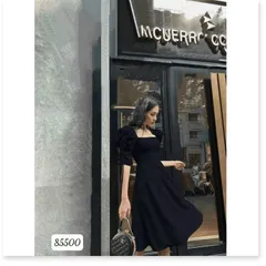 Đầm đen tay bồng cổ vuông Hàng có sẵn giao ngay 2XL Giá 290k Đủ size tới 90kg Chất liệu cát hàn cao cấp