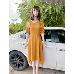 Đầm đuôi cá cách điệu màu vàng Giá 330k Hàng cao cấp sang trọng Hàng có sẵn giao ngay LXL Dưới 80kg mặc đẹp  Chất