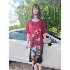 Đầm Trung Niên form Suông A Che Bụng - Vải Lụa Thượng Uyển - 2 Da Sang Trọng. Size từ 48kg đến 90kg. Hàng có sẵn giao