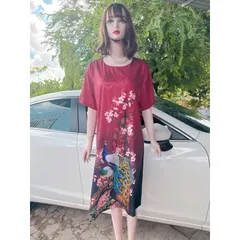 Đầm Trung Niên form Suông A Che Bụng - Vải Lụa Thượng Uyển - 2 Da Sang Trọng. Size từ 48kg đến 90kg. Hàng có sẵn giao