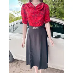 Đầm công sở chất liệu lụa mango mịn Có đủ size tới 3Xl là 75kg mặc vừa Hàng có sẵn giao ngay Giá 299k Hình thật chụp