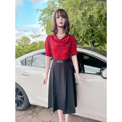 Đầm công sở chất liệu lụa mango mịn Có đủ size tới 3Xl là 75kg mặc vừa Hàng có sẵn giao ngay Giá 299k Hình thật chụp