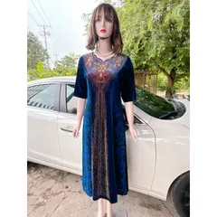 Mã đầm dạ hội (580)ép đá DMC - Chất Liệu: nhung phối nhũ hàng cao cấp  - size:58kg—>85kg Hàng có sẵn giao ngay Màu đen