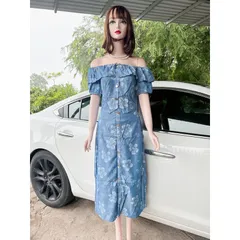 Set bò trễ vai kiêu dáng  sang chảnh Hàng có sẵn giao ngay 2L Đủ size SML Giá 400k/ cả set Chất liệu jean lụa xịn
