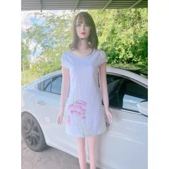 Đầm nữ cổ tròn vẽ tay in hoa thời trang Giá 250k Hàng coa sẵn giao ngay  Size SM Màu trắng Hàng vẽ tay thủ công