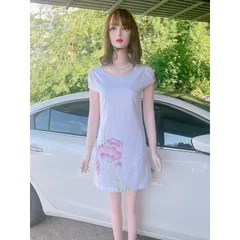 Đầm nữ cổ tròn vẽ tay in hoa thời trang Giá 250k Hàng coa sẵn giao ngay  Size SM Màu trắng Hàng vẽ tay thủ công