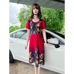 Đầm họa tiết siêu đẹp Giá 299k Chất liệu thun umi cao cấp Đủ size tới 80kg
