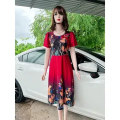 Đầm họa tiết siêu đẹp Giá 299k Chất liệu thun umi cao cấp Đủ size tới 80kg