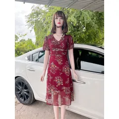Đầm hoa siêu đẹp 2 lớp dày dặn Hàng có sẵn giao ngay M Giá 290k