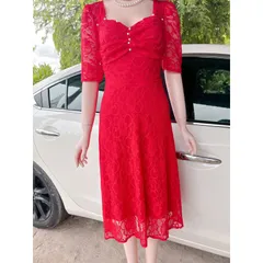 Đầm ren cao cấp tay lỡ dự tiệc đi chơi thoải mái, có co giãn dễ mặc  Hàng có sẵn giao ngay , có size tới 80kg Giá 299k