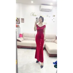 Đầm dạ hội nhung siêu sang Giá 390k HÀng có sẵn giao ngay Có màu xanh lá , đỏ và xanh coban Size: Eo tới 95 cm mặc vừa