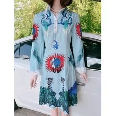 Đầm hoạ tiết siêu sang, có size tới XL Giá 290k Hàng có sẵngiao ngay , màu hồng và màu xanh