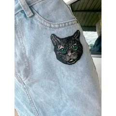 Chân Váy Jeans Ngắn, Thêu hình mèo siêu đẹp Giá 150k Size SM Chất liệu jean đẹp