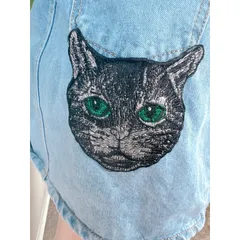 Chân Váy Jeans Ngắn, Thêu hình mèo siêu đẹp Giá 150k Size SM Chất liệu jean đẹp