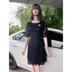 Đầm áo dài Ren Thanh Lịch ,Chất Lượng đẹp, đúp lót 2 lớp Chất liệu ren cao cấp  Giá 290k  Màu đen