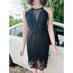 Đầm body ren đính hoa nổi, đúp lót 2 lớp, có sẵn mút ngực  Size SM Hàng có sẵn giao ngay  Giá 290k Màu đen