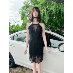 Đầm body ren đính hoa nổi, đúp lót 2 lớp, có sẵn mút ngực  Size SM Hàng có sẵn giao ngay  Giá 290k Màu đen