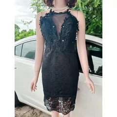 Đầm body ren đính hoa nổi, đúp lót 2 lớp, có sẵn mút ngực  Size SM Hàng có sẵn giao ngay  Giá 290k Màu đen
