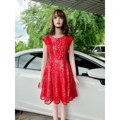 Đầm tiệc ren xoè quý phái có mút ngực , màu đỏ ren Giá 299k Hàng có sẵn giao ngay.  Size SM Đup lót 2 lớp