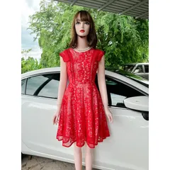 Đầm tiệc ren xoè quý phái có mút ngực , màu đỏ ren Giá 299k Hàng có sẵn giao ngay.  Size SM Đup lót 2 lớp
