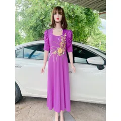 Đầm Trung Niên Dự Tiệc Sang Trọng Thiết kế dáng đầm suông dáng dài bigsize nổi bật, tay lỡ,  • Sản phẩm gồm nhiều size