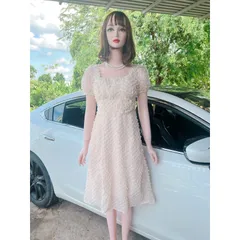 💥💥ĐẦM TIỂU THƯ Đính hoa SANG CHẢNH 💥💥 👍👍Chất: bi lông 🔮 Freesize dưới 55kg phía sau vừa dây kéo vừa bo chun co giãn dễ