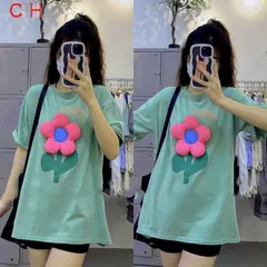 áo thun hoa hồng nổi dáng rộng hàn quốc siêu xinh chất mịn đẹp Giá 190k/ áo Hàng có sẵn giao ngay Màu xanh