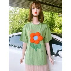 áo thun hoa hồng nổi dáng rộng hàn quốc siêu xinh chất mịn đẹp Giá 190k/ áo Hàng có sẵn giao ngay Màu xanh