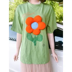 áo thun hoa hồng nổi dáng rộng hàn quốc siêu xinh chất mịn đẹp Giá 190k/ áo Hàng có sẵn giao ngay Màu xanh