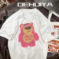 áo phông Gấu hồng panda  unisex Tay Ngắn áo thun nữ form rộng Cổ Tròn Retro Bigsize cotton Hàn Quốc Gấu dâu Trắng