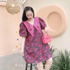 ĐẦM HOA HOẠ TIẾT HOA CỔ NHỌN (hồng) Đầm hoa kiểu babydoll cổ quả cherry Giá 290k Hàng có sẵn giao ngay