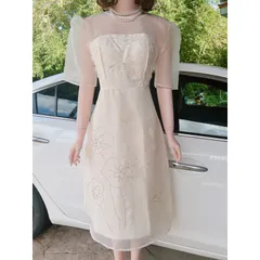 Váy tafta kem phối voan xòe bồng dự tiệc váy đầm đính kết hoa nổi sang chảnh Giá 420k Hàng có sẵn giao ngay