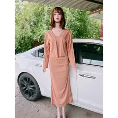 Set Váy ống Maxi dáng dài xẻ  Kèm Áo Khoác như hình Giá 290k/ cả set Có size tới 80kg mặc Hàng có sẵn giao ngay 2XL Chất