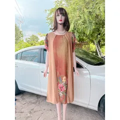 ĐẦM THIẾT KẾ SANG TRỌNG Đầm trung niên tặng mẹ, chất liệu lụa cao cấp, mềm mịn mặc mát, trang phục dùng hằng ngày