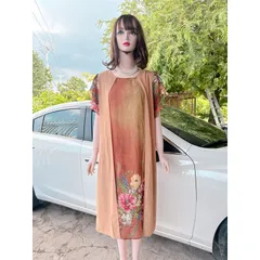 ĐẦM THIẾT KẾ SANG TRỌNG Đầm trung niên tặng mẹ, chất liệu lụa cao cấp, mềm mịn mặc mát, trang phục dùng hằng ngày