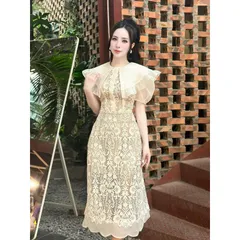 Đầm ren nổi cao cấp Đầm Thiết Kế Chất Liệu Ren Phối Voan Đầm Dự Tiệc Sang Trọng  Giá 399k Hàng có sẵn giao ngay