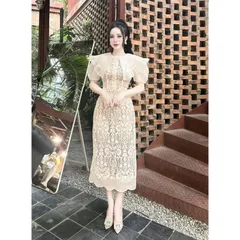 Đầm ren nổi cao cấp Đầm Thiết Kế Chất Liệu Ren Phối Voan Đầm Dự Tiệc Sang Trọng  Giá 399k Hàng có sẵn giao ngay