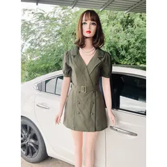 ĐẦM VEST 6 NÚT KÈM đai như hình Giá 290k Chất liệu tuyết mưa cao cấp, đã có sẵn lót quần Hàng có sẵn giao ngay S