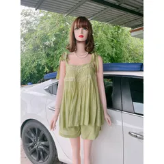 Set áo phối ren, áo form rộng bầu bì bon chen thoải mái +  quần short có bo chun co giãn dễ mặc Hang chính chủ QP