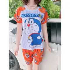 Đồ bộ mặc nhà size đến 65kg in hình hoạt hình doremon dễ thương chất thun mát Giá 150k/ cả set Hàng có sẵn giao ngay