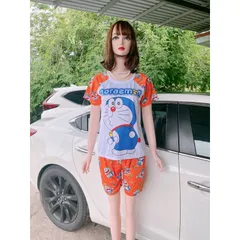 Đồ bộ mặc nhà size đến 65kg in hình hoạt hình doremon dễ thương chất thun mát Giá 150k/ cả set Hàng có sẵn giao ngay