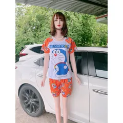 Đồ bộ mặc nhà size đến 65kg in hình hoạt hình doremon dễ thương chất thun mát Giá 150k/ cả set Hàng có sẵn giao ngay