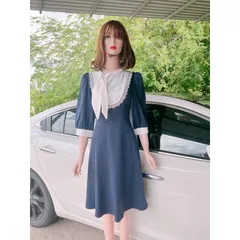 Đầm xoè màu xanh than phối cổ trắng Hàng chính phẩm DVC Đủ size SML Giá 350k, người ta đang bán gần 9xx Hàng có sẵn giao
