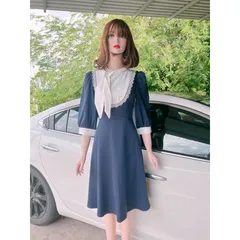 Đầm xoè màu xanh than phối cổ trắng Hàng chính phẩm DVC Đủ size SML Giá 350k, người ta đang bán gần 9xx Hàng có sẵn giao