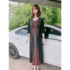 Đầm dạ hội trung niên đi tiệc thun nhũ mịn ép đá bigsize 80kg, Đầm dạ hội trung niên nhũ kim tuyến ép đá size lớn 80kg