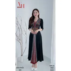 Đầm dạ hội trung niên đi tiệc thun nhũ mịn ép đá bigsize 80kg, Đầm dạ hội trung niên nhũ kim tuyến ép đá size lớn 80kg