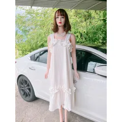 Đầm maxi trắng bèo hai dây vải lụa Hàn Quốc dáng suông 💯💥 Váy bèo rất dễ mặc và rất thoải mái lun